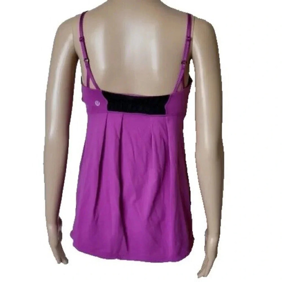 Lululemon Yogi Dance Tank Top Purple Black Ruched Size 6 - Picture 3 of 7